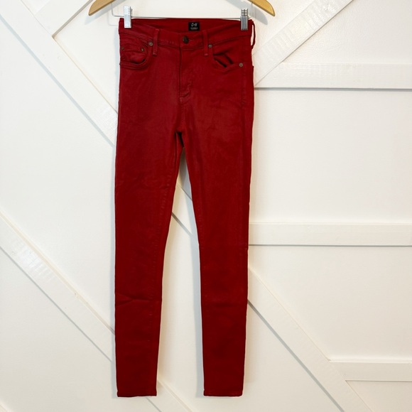 Citizens of Humanity Rocket Slick Coated High Rise Skinny Jeans Red Sz 26 - Picture 3 of 15